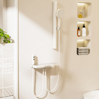 浪鲸简易淋浴花洒套装奶白色花洒分体无顶喷花洒分体安装带喷枪