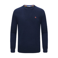 Navigare意大利小帆船男士羊毛衫时尚圆领纯羊毛打底衫通勤抗菌男装毛衣 海军蓝 S /46