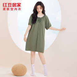 红豆居家 男女士家舒适简约短袖睡衣夏季家居服可外穿套装春夏