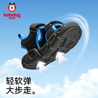 BoBDoG巴布豆童鞋男童凉鞋夏季镂空运动透气男孩鞋子软底防滑儿童沙滩鞋 贝壳蓝（男童） 26码