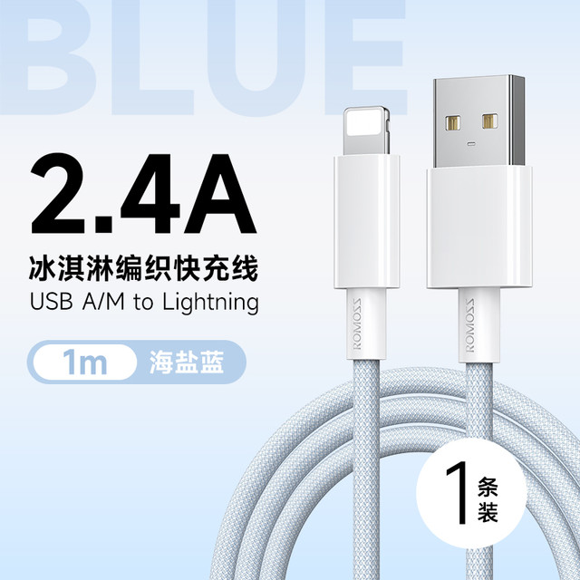 罗马仕 苹果编制数据线 2.4A 1m