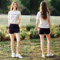 森马（Semir）短袖T恤女字母印花经典百搭休闲风夏季简约正肩上衣101324100058 本白10102 3XL