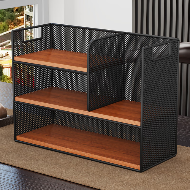 王星和月 桌面置物架餐桌上收纳杯子水杯茶杯架杯架厨房台面多层零食架 双层小号黑架+胡桃板