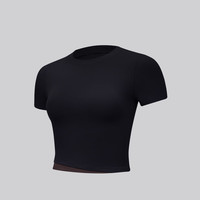 lululemon丨Nulu™ 女士运动短款 T 恤*瑜伽日 LW3HMFS 黑色/浓缩咖 XL /12