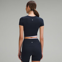lululemon丨Nulu™ 女士运动短款 T 恤*瑜伽日 LW3HMFS 真海军蓝/丁香紫 2XL /14