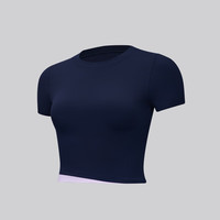 lululemon丨Nulu™ 女士运动短款 T 恤*瑜伽日 LW3HMFS 真海军蓝/丁香紫 3XS /0