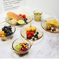 美国康宁面碗耐热玻璃家用透明玻璃碗水果碗沙拉碗餐具高硼硅