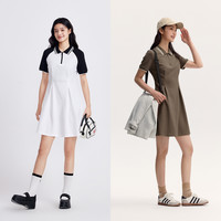 森马连衣裙女收腰修身显瘦chic复古夏季撞色polo领短裙学院运动风