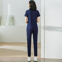 拉链立领短袖套装2025夏季大码女士时尚百搭运动休闲两件套