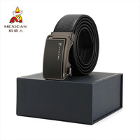 稻草人皮带男士头层牛皮腰带自动扣商务裤带礼盒装爸爸父亲节 蓝色礼盒百搭款-款式1