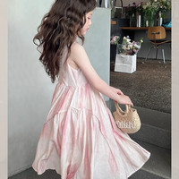 小排靓 女童渐变色连衣裙儿童网红幻彩背心裙大童装洋气裙子2025夏装新款