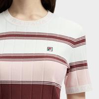 女装女式针织衫女士时尚休闲基础撞色条纹短袖织衫