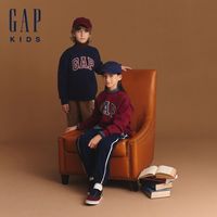 Gap男女童秋冬撞色字母logo抓绒卫衣经典儿童上衣645106