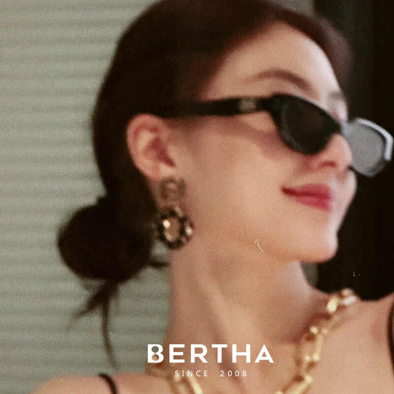 贝尔莎（bertha）复古猫眼GM墨镜女2023太阳镜男开车防紫外线雪地配近视有度数眼镜 配1.56近视偏光灰(备注款式度数)