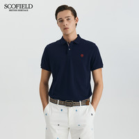 【100%棉】SCOFIELD男父亲节夏季翻领复古潮商务休闲短袖polo衫 170 灰色