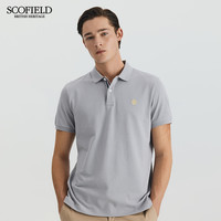 【100%棉】SCOFIELD男父亲节夏季翻领复古潮商务休闲短袖polo衫 185 蓝色-C