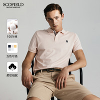 【100%棉】SCOFIELD男父亲节夏季翻领复古潮商务休闲短袖polo衫 190 黑色-C