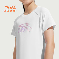 安踏儿童T恤女童装2025夏字母印花梭织凉感亲肤短袖短T透气百搭清风t