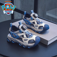 汪汪队童鞋男童凉鞋包头2025夏季大童休闲纽扣儿童运动鞋 灰/深海蓝 29码