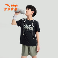 安踏儿童T恤男童装2025年夏季新款速干凉感透气梭织运动短t男童短袖