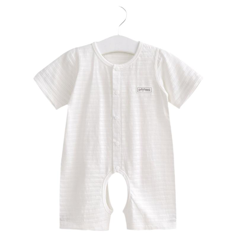 婴儿连体衣夏季薄款纯棉新生儿衣服爬服开裆哈衣短袖男女宝宝夏装