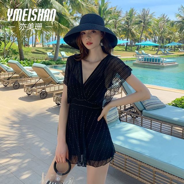 亦美珊 游泳衣 女 保守防走光 显瘦遮肉 连体大码 微胖mm 超仙