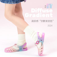 kids.ing【春夏合集】女童凉鞋夏季中大童罗马彩虹凉鞋公主鞋小女孩凉鞋 幻彩粉色 35 适合脚长22.2-22.9cm