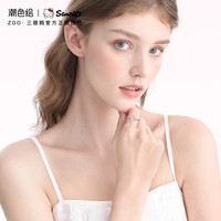 潮色绘x三丽鸥HelloKitty凯蒂猫爱心纯银戒指女小众设计生日礼物
