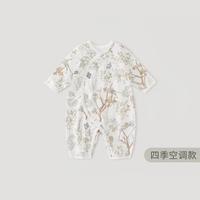 新生儿婴儿衣服春季ins风哈衣夏季长袖薄款空调服睡衣宝宝连体
