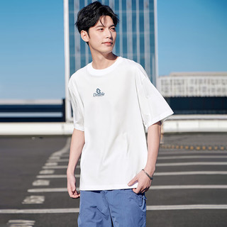 361°短袖男士t恤夏季纯棉运动跑步宽松休闲潮流上衣服652519106-7 本白 XL