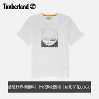 添柏岚(Timberland)T恤男夏季户外舒适透气休闲圆领半袖印花Logo纯棉短袖 A61XY-100 S 170/88A