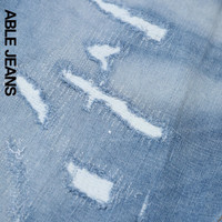 ABLE JEANS【大V裤】男士立体八分破洞天丝牛仔裤 复古天晴蓝 31