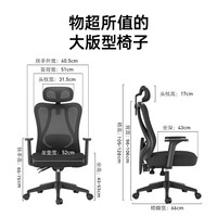限地区，PLUS会员：黑白调 P1 人体工学电脑椅 标准版