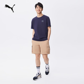 PUMA 纯棉宽松休闲短袖T恤男女款新款夏季运动上衣 688925 海军蓝-16