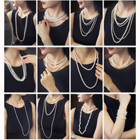 DL 1998胖东来品质海水珍珠项链天l然多圈南洋澳白珠多层长款毛衣链正圆 澳白珍珠6+8mm双层项链