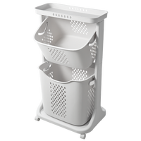 傲家 特大号脏衣篮家用脏衣服收纳筐多层放衣物置物架北欧浴室脏衣篓 2层推荐款【带滚轮】 加厚/大容量