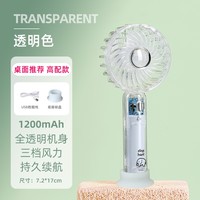 梵施家品透明手持小风扇便携式USB充电外出电风扇小型小电风扇静音学生宿舍办公室桌面手持风扇小风扇吹辅食