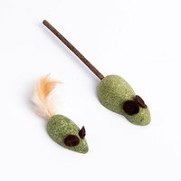 阿莫尔猫咪玩具木天蓼磨牙棒猫薄荷球逗猫棒羽毛老鼠玲珑球自嗨猫咪用品 双鼠组合