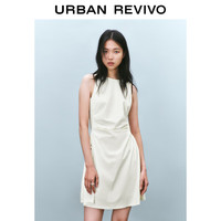 UR2025春季新款女装时尚气质褶皱收腰短款连衣裙UYY750029