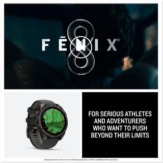 Garmin 佳明 fënix® 8 – 47毫米,AMOLED,蓝宝石,高级多运动 GPS 智能手表,电池寿命持久,潜水等级,内置 LED 手电筒,碳灰色 DLC 钛合金,带卵石灰色表带