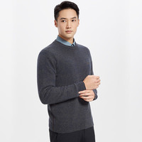 七匹狼男士毛衫纯羊毛保暖舒适品质轻商务休闲打底套头衫 009(蓝灰) 3XL 185/100A