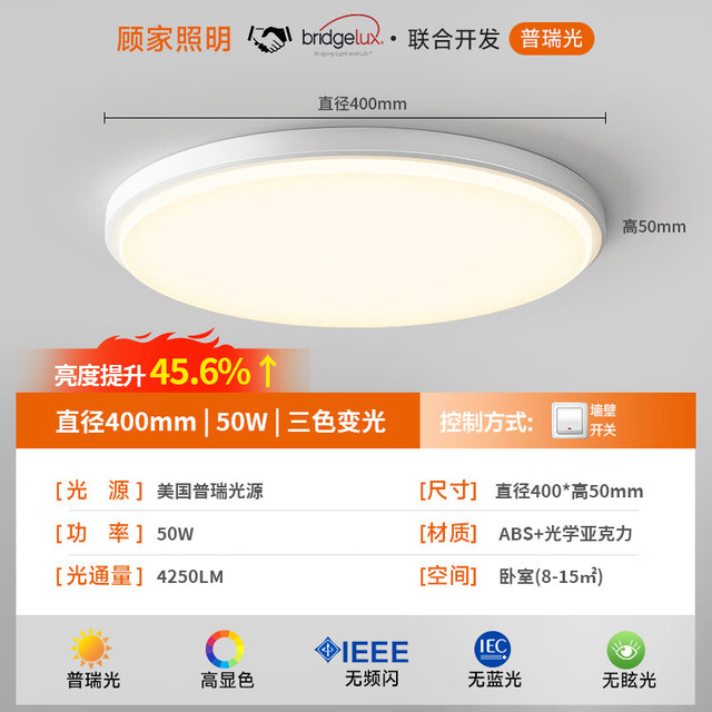 GUJIA 护眼 吸顶灯  自然光（3300K-5000K） 20㎡以下