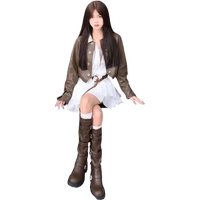 WASSUP UOSNE2024新款厚底西部牛仔骑士靴女冬不过膝复古美拉德风长筒靴马丁靴 棕色后拉链 35