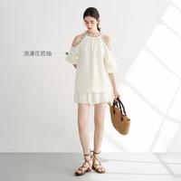 【上衣+短裤】设计感露肩上衣短裤套装波西米亚风女2025夏季