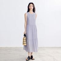 法式欧若风无袖连衣裙2025夏季海边度假气质高级感A字背心裙