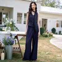 老钱风气质高级感通勤套装女2025夏季马甲背心搭长裤两件套