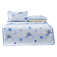 水星儿童冰丝凉席A类冰丝席子可机洗凉感席抑菌透气150*200cm 双人三件套