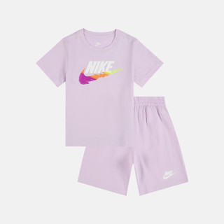 耐克（NIKE）男女童幼童T恤和短裤套装夏季经典轻便舒适II6486 010黑 120 M