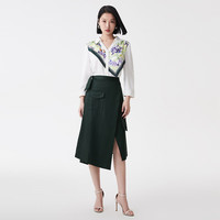 VEROMODA半身裙中腰不对称中裙通勤气质休闲 深丛林绿色-E59 160/64A/S/R