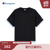 Champion 冠军2023春夏新款刺绣草写LOGO休闲T恤短袖男女情侣款 黑色 L